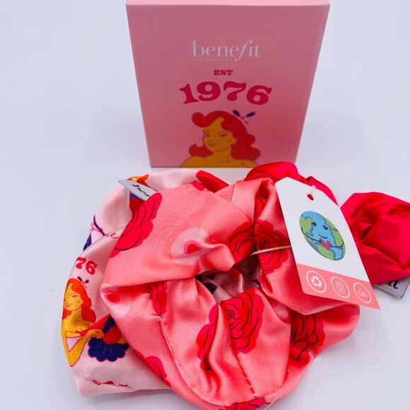 Benefit Scrunchie Set, 3pc, Elegant Box, Pattern, Colorful, Pink, Red - NEW - Picture 3 of 7